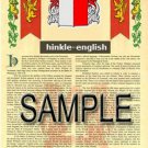 HINKLE - ENGLISH - Coat of Arms - Family Crest - Armorial GIFT! 8.5x11