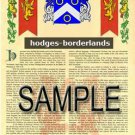 HODGES - BORDERLANDS - Coat of Arms - Family Crest - Armorial GIFT! 8.5x11