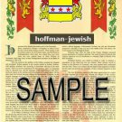 HOFFMAN - JEWISH - Coat of Arms - Family Crest - Armorial GIFT! 8.5x11
