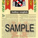 HOLLEY - ENGLISH - Coat of Arms - Family Crest - Armorial GIFT! 8.5x11