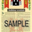 HOLLIDAY - SCOTTISH - Coat of Arms - Family Crest - Armorial GIFT! 8.5x11