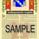 HOLLINGSWORTH - ENGLISH - Coat of Arms - Family Crest - Armorial GIFT! 8.5x11