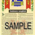 HOLMES - ENGLISH - Coat of Arms - Family Crest - Armorial GIFT! 8.5x11