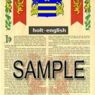 HOLT - ENGLISH - Coat of Arms - Family Crest - Armorial GIFT! 8.5x11