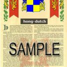 HONG - DUTCH - Coat of Arms - Family Crest - Armorial GIFT! 8.5x11 HONG - DUTCH - Coat of Arms - Family Crest - Armorial GIFT! 8.5x11