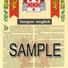 HOOPER - ENGLISH - Coat of Arms - Family Crest - Armorial GIFT! 8.5x11