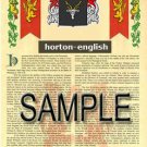 HORTON - ENGLISH - Coat of Arms - Family Crest - Armorial GIFT! 8.5x11