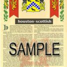 HOUSTON - SCOTTISH - Coat of Arms - Family Crest - Armorial GIFT! 8.5x11