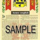 HOWE - ENGLISH - Coat of Arms - Family Crest - Armorial GIFT! 8.5x11