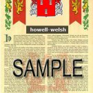 HOWELL - WELSH - Coat of Arms - Family Crest - Armorial GIFT! 8.5x11