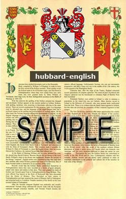 HUBBARD - ENGLISH - Coat of Arms - Family Crest - Armorial GIFT! 8.5x11