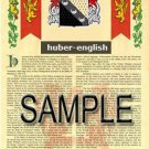HUBER - ENGLISH - Coat of Arms - Family Crest - Armorial GIFT! 8.5x11
