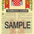 HUDDLESTON - SCOTTISH - Coat of Arms - Family Crest - Armorial GIFT! 8.5x11