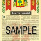 HUERTA - SPANISH - Coat of Arms - Family Crest - Armorial GIFT! 8.5x11