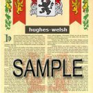 HUGHES - WELSH - Coat of Arms - Family Crest - Armorial GIFT! 8.5x11