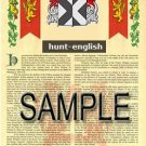 HUNT - ENGLISH - Coat of Arms - Family Crest - Armorial GIFT! 8.5x11