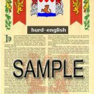 HURD - ENGLISH - Coat of Arms - Family Crest - Armorial GIFT! 8.5x11
