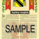 HURLEY - ENGLISH - Coat of Arms - Family Crest - Armorial GIFT! 8.5x11