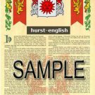 HURST - ENGLISH - Coat of Arms - Family Crest - Armorial GIFT! 8.5x11