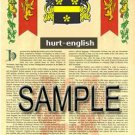 HURT - ENGLISH - Coat of Arms - Family Crest - Armorial GIFT! 8.5x11