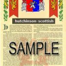HUTCHINSON - SCOTTISH - Coat of Arms - Family Crest - Armorial GIFT! 8.5x11