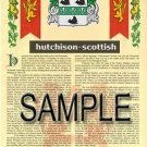HUTCHISON - SCOTTISH - Coat of Arms - Family Crest - Armorial GIFT! 8.5x11