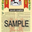 JACOB - ENGLISH - Coat of Arms - Family Crest - Armorial GIFT! 8.5x11