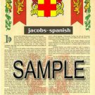 JACOBS - SPANISH - Coat of Arms - Family Crest - Armorial GIFT! 8.5x11