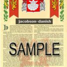 JACOBSON - DANISH - Coat of Arms - Family Crest - Armorial GIFT! 8.5x11