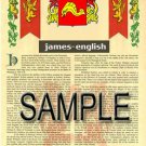JAMES - ENGLISH - Coat of Arms - Family Crest - Armorial GIFT! 8.5x11