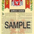 JEFFERS - WELSH - Coat of Arms - Family Crest - Armorial GIFT! 8.5x11