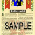 JENKINS - WELSH - Coat of Arms - Family Crest - Armorial GIFT! 8.5x11 JENKINS - WELSH - Coat of Arms - Family Crest - Armorial GIFT! 8.5x11