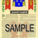 JEWELL - ENGLISH - Coat of Arms - Family Crest - Armorial GIFT! 8.5x11