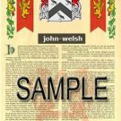 JOHN - WELSH - Coat of Arms - Family Crest - Armorial GIFT! 8.5x11