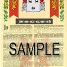 JIMENEZ - SPANISH - Coat of Arms - Family Crest - Armorial GIFT! 8.5x11