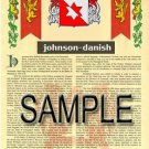 JOHNSON - DANISH - Coat of Arms - Family Crest - Armorial GIFT! 8.5x11 JOHNSON - DANISH - Coat of Arms - Family Crest - Armorial GIFT! 8.5x11