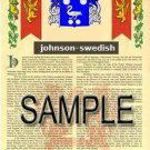JOHNSON - SWEDISH - Coat of Arms - Family Crest - Armorial GIFT! 8.5x11 JOHNSON - SWEDISH - Coat of Arms - Family Crest - Armorial GIFT! 8.5x11