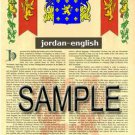 JORDAN - ENGLISH - Coat of Arms - Family Crest - Armorial GIFT! 8.5x11