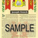 JOSEPH - FRENCH - Coat of Arms - Family Crest - Armorial GIFT! 8.5x11