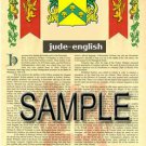JUDE - ENGLISH - Armorial Name History - Coat of Arms - Family Crest GIFT! 8.5x11