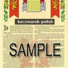 KACZMAREK - POLISH - Armorial Name History - Coat of Arms - Family Crest GIFT! 8.5x11