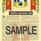 KAHLE - GERMANALT - Armorial Name History - Coat of Arms - Family Crest GIFT! 8.5x11