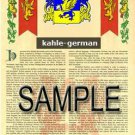 KAHLE - GERMAN - Armorial Name History - Coat of Arms - Family Crest GIFT! 8.5x11