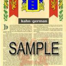 KAHN - GERMAN - Armorial Name History - Coat of Arms - Family Crest GIFT! 8.5x11