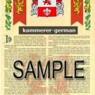 KAMMERER - GERMAN - Armorial Name History - Coat of Arms - Family Crest GIFT! 8.5x11