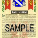 KATO - SCOTTISH - Armorial Name History - Coat of Arms - Family Crest GIFT! 8.5x11