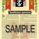 KAUFFMAN - GERMAN - Armorial Name History - Coat of Arms - Family Crest GIFT! 8.5x11
