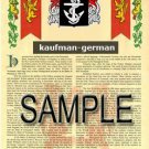 KAUFMAN - GERMAN - Armorial Name History - Coat of Arms - Family Crest GIFT! 8.5x11