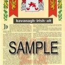 KAVANAGH - IRISHALT - Armorial Name History - Coat of Arms - Family Crest GIFT! 8.5x11