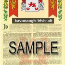 KAVANAUGH - IRISHALT - Armorial Name History - Coat of Arms - Family Crest GIFT! 8.5x11